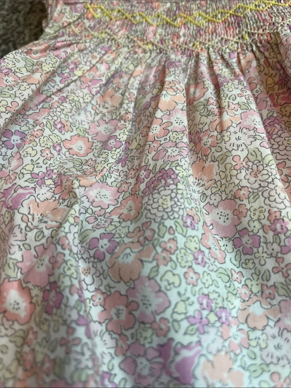 Bonpoint Liberty Pink Floral Smocked Baby Top with Bloomer